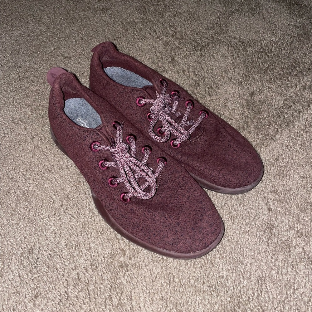 Lightly used Burgundy merino wool Allbirds Runners
